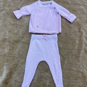 Zara Mini 2 pc. Knit wrap top 6 - 9 and pull on footed pants 3 - 6